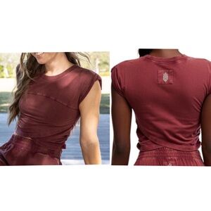 NWT FREE PEOPLE FP movement hot shot TOP ONLY - burgundy color Large